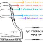 סיווג פסנתרי כנף לפי גודלם